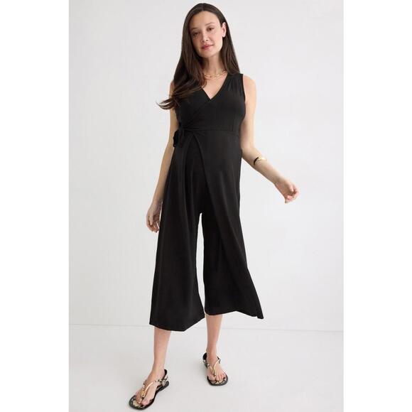 NOM Maternity Black Francesca Jumpsuit Size M (Discoloration) - Picture 1 of 8